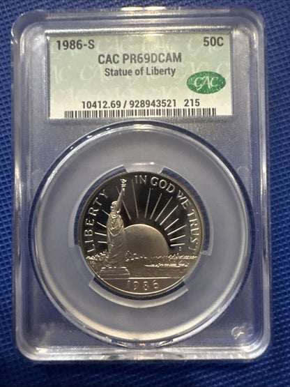 1986 S CAC PR69DCAM 50c STATUE OF LIBERTY!! - toyscardscomics