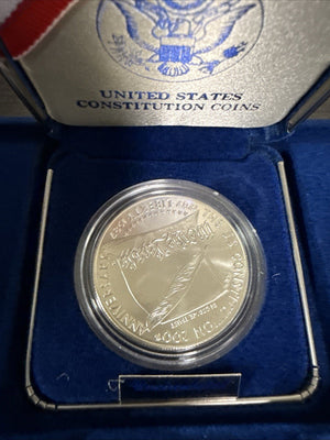1987-S U.S. Mint United States Constitution Silver Dollar Proof Coin OGP & COA