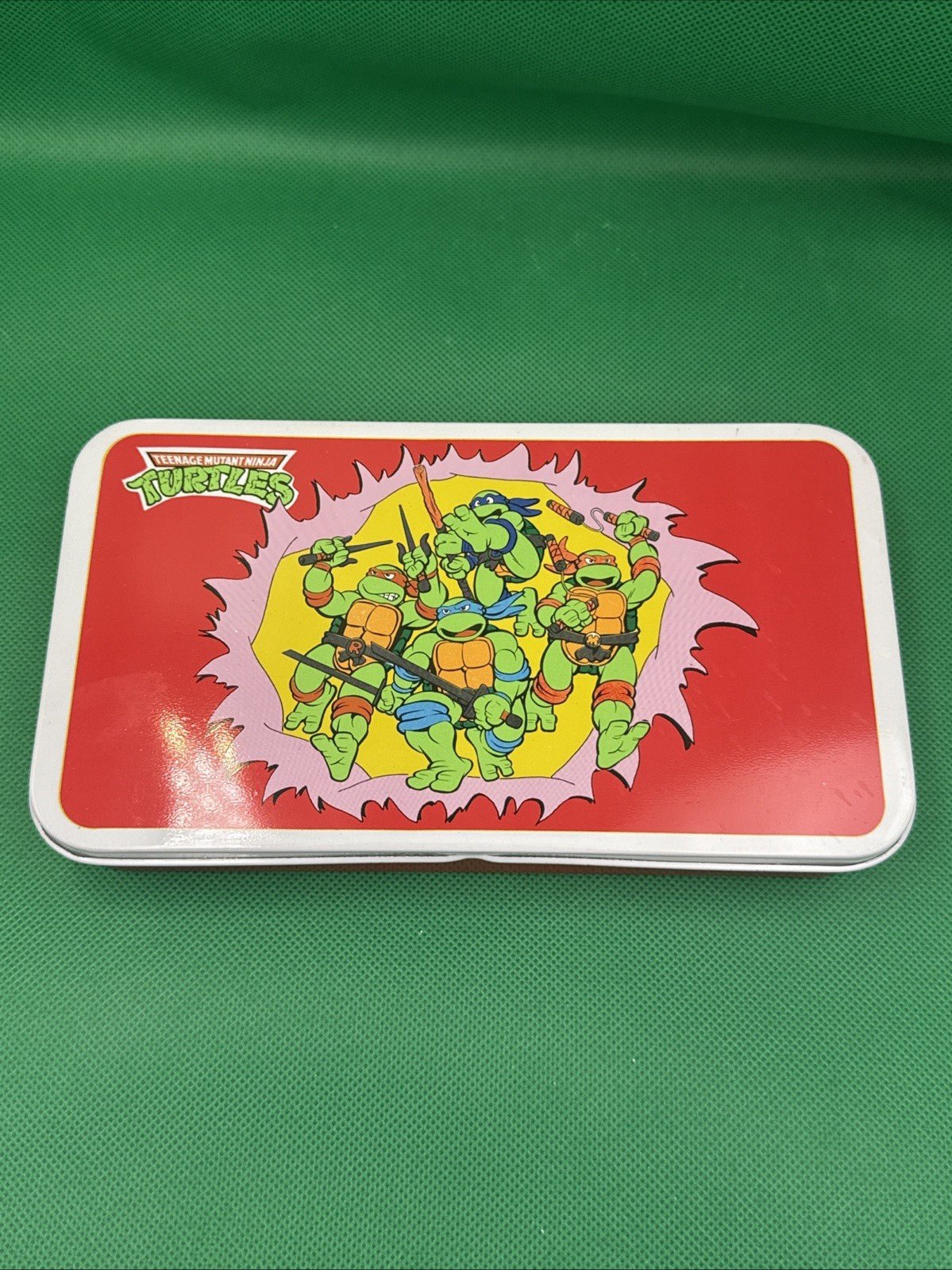 1989 Teenage Mutant Ninja Turtle Metal Pencil / Card Box - toyscardscomics