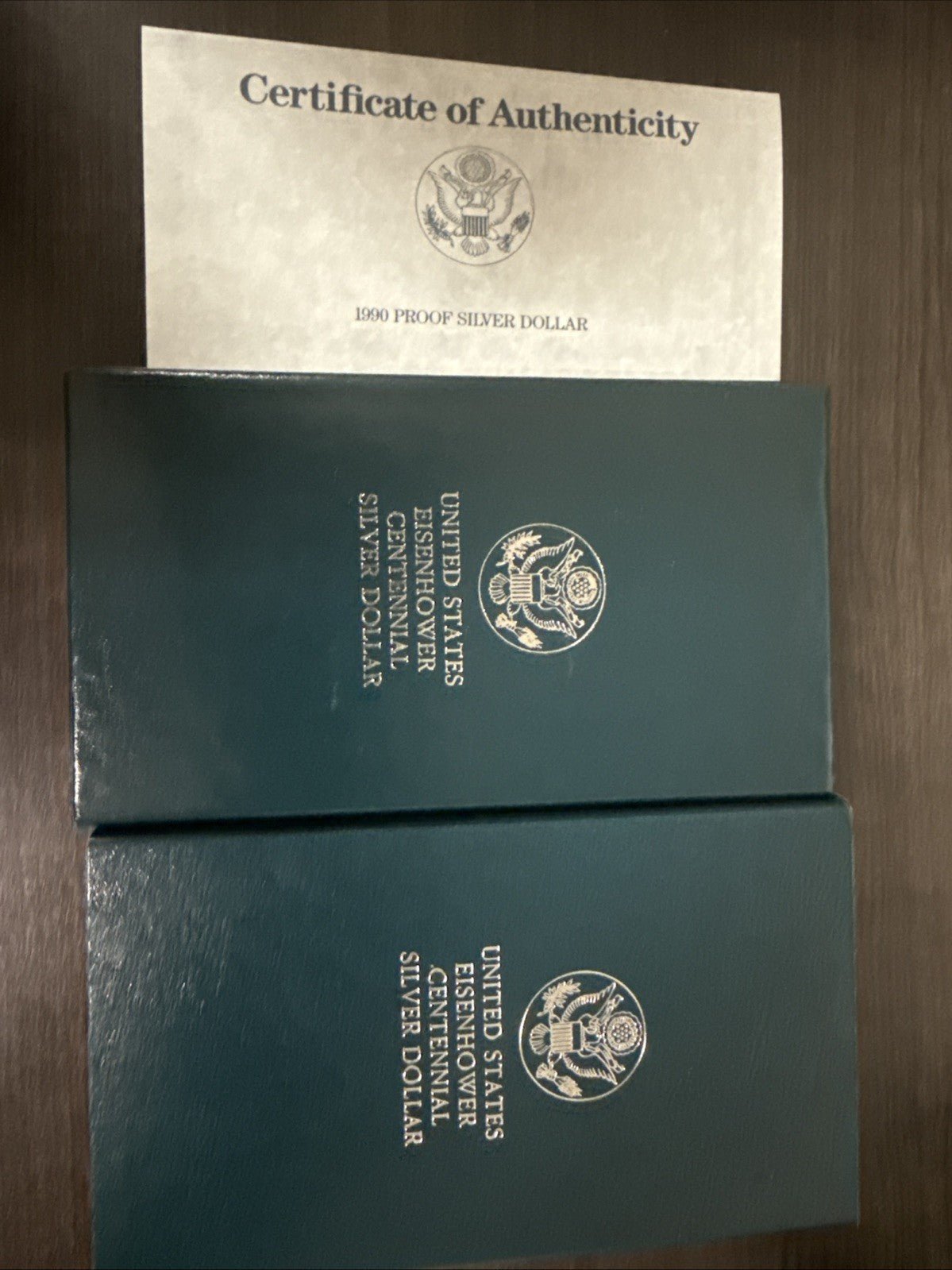 1990 United States Eisenhower Centennial Proof Silver Dollar - In Box With COA - toyscardscomics