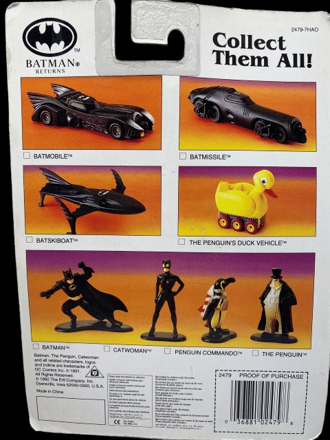 1991 - DC Comics Die-Cast Metal "BATSKIBOAT" from Batman Returns by ERTL - MOC - toyscardscomics