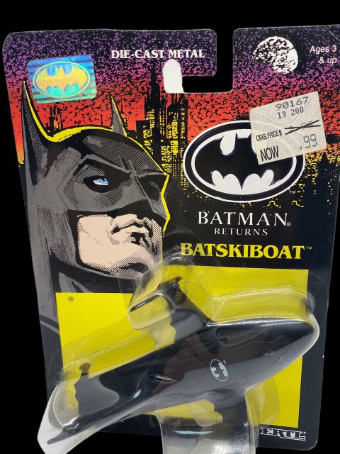 1991 - DC Comics Die-Cast Metal "BATSKIBOAT" from Batman Returns by ERTL - MOC - toyscardscomics