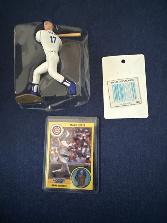 1991 KENNER MLB STARTING LINEUP SLU MARK GRACE CHICAGO CUBS FIGURE, & CARD - toyscardscomics