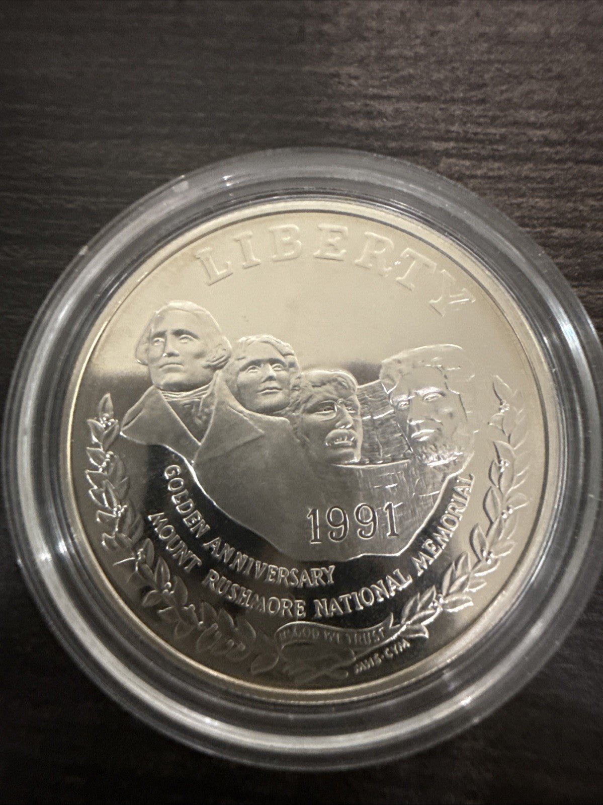 1991 S Mount Rushmore 50th Anniversary Silver Proof Commemorative Dollar - COA - toyscardscomics