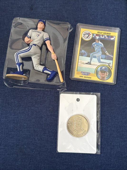 1991 Starting Lineup Kelly Gruber Toronto Blue Jays SLU Figure Coin Baseball MLB - toyscardscomics