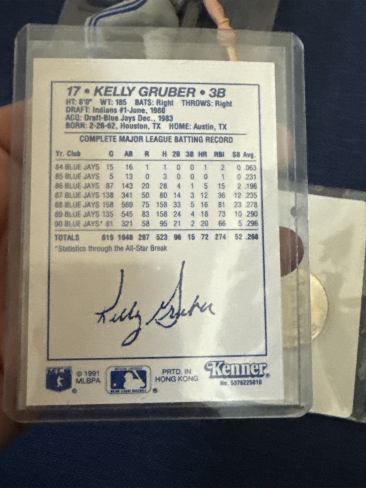 1991 Starting Lineup Kelly Gruber Toronto Blue Jays SLU Figure Coin Baseball MLB - toyscardscomics