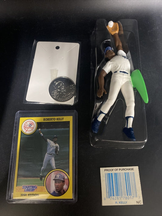 1991 starting lineup roberto kelly Figure New York Yankees With Card And Coin - toyscardscomics