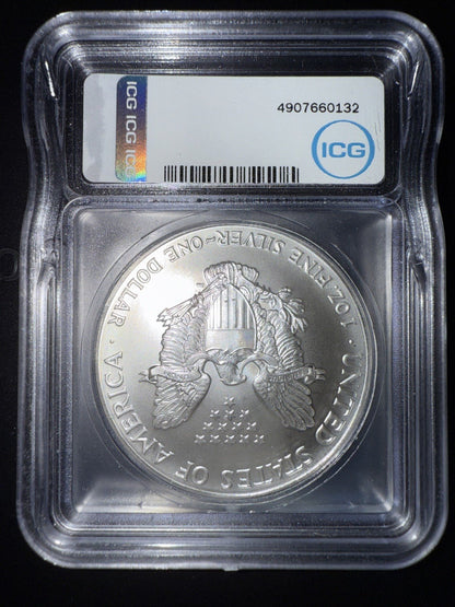 1992 $1 AMERICAN SILVER EAGLE ICG MS70 AUSTIN HUTTO HAND SIGNED LABEL - RedBook$1k - toyscardscomics