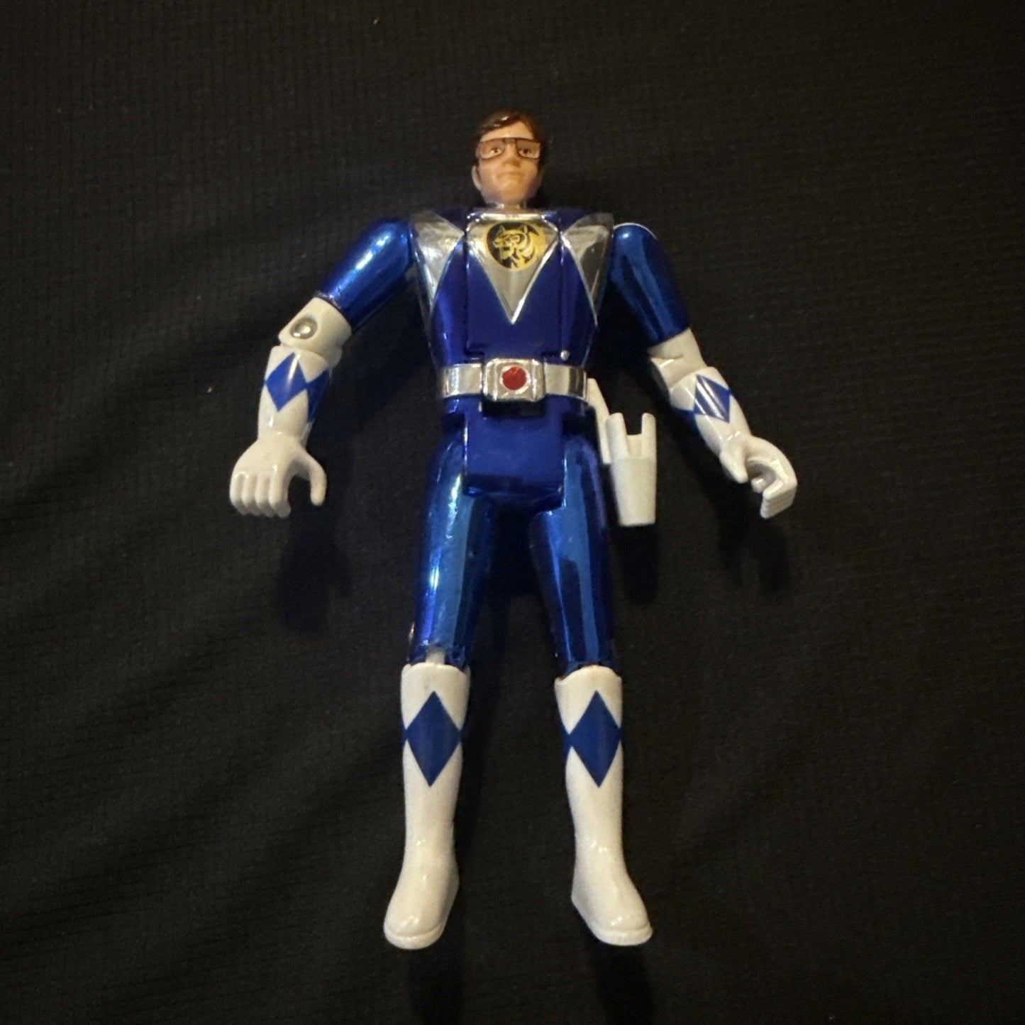 1993 Bandai Mighty Morphin Blue Power Rangers Special Edition Metallic Head Flip - toyscardscomics