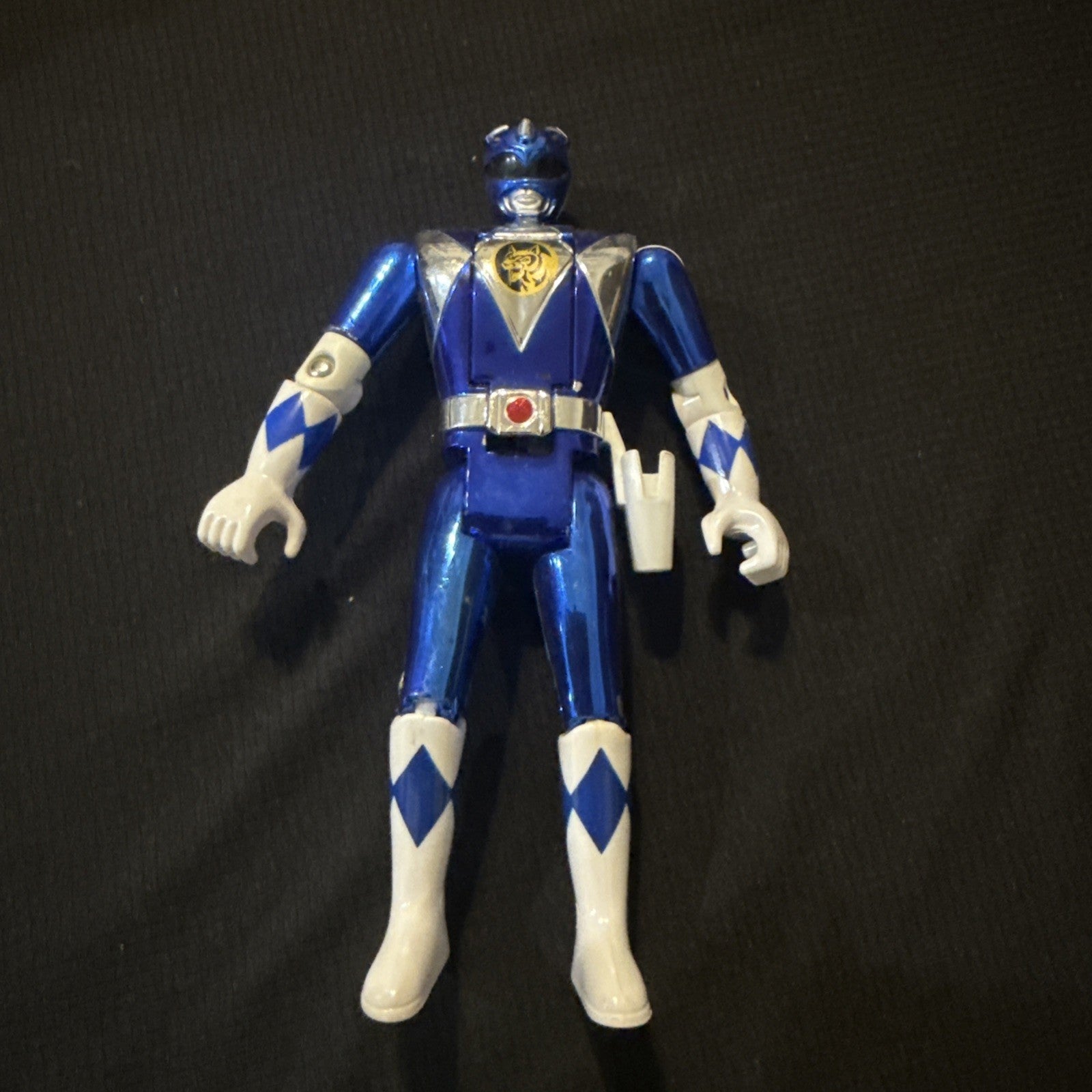 1993 Bandai Mighty Morphin Blue Power Rangers Special Edition Metallic Head Flip - toyscardscomics