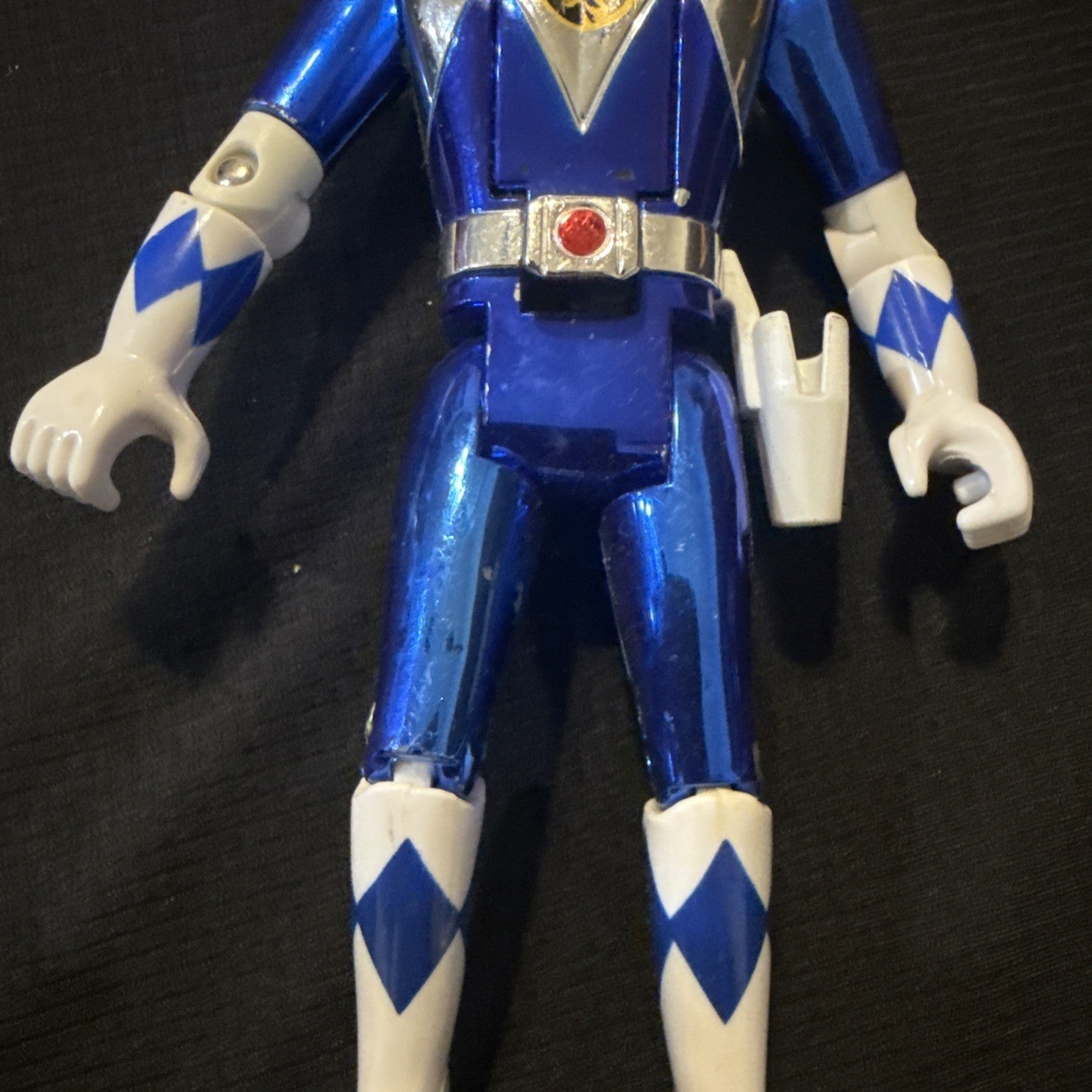 1993 Bandai Mighty Morphin Blue Power Rangers Special Edition Metallic Head Flip - toyscardscomics
