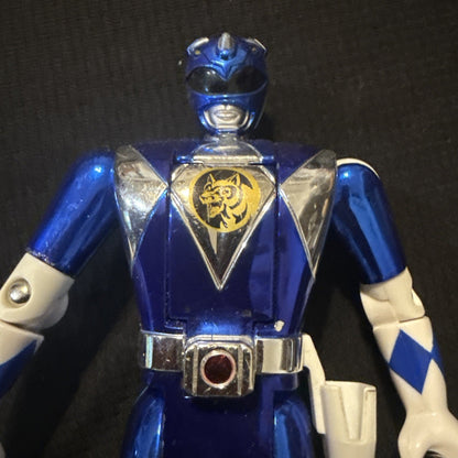 1993 Bandai Mighty Morphin Blue Power Rangers Special Edition Metallic Head Flip - toyscardscomics