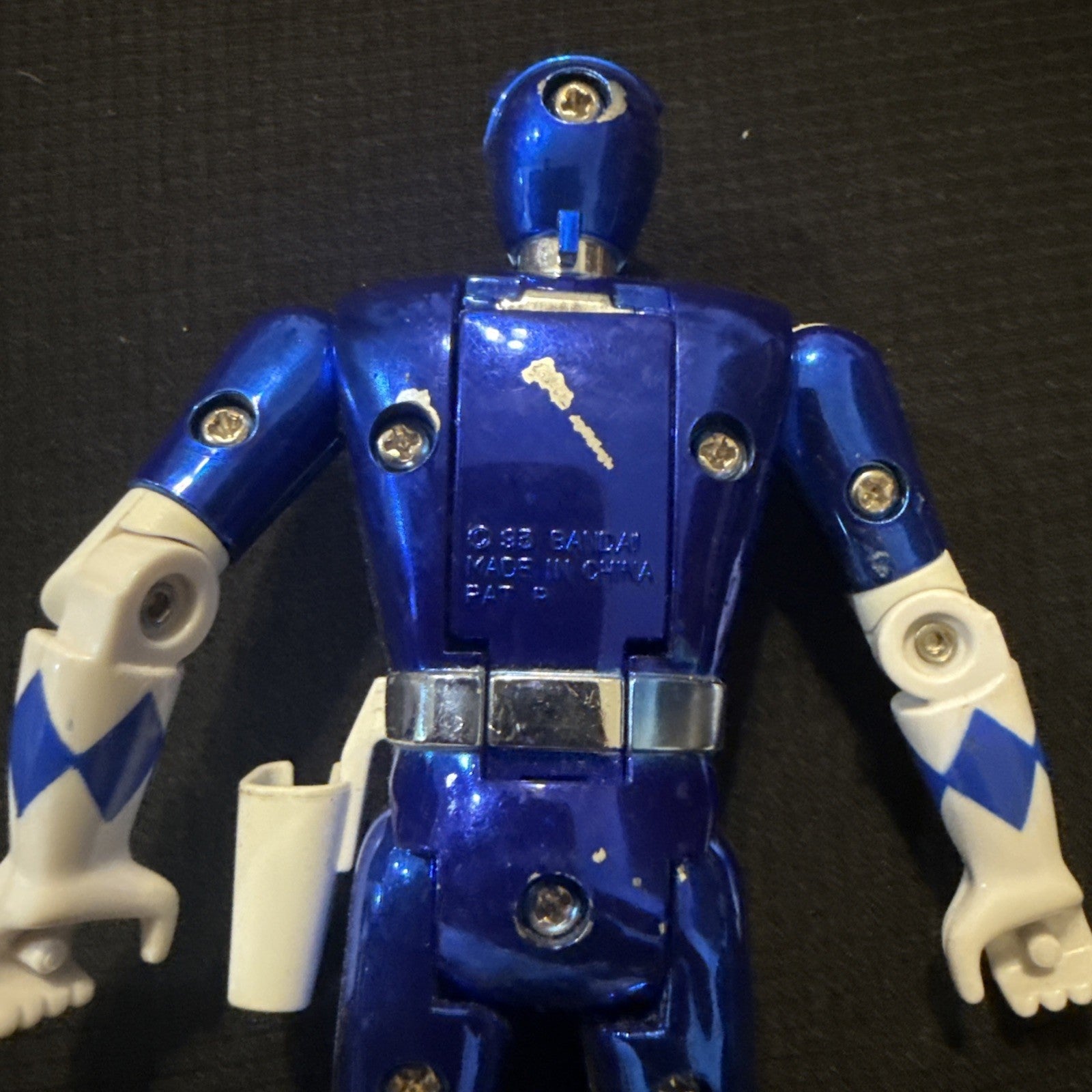 1993 Bandai Mighty Morphin Blue Power Rangers Special Edition Metallic Head Flip - toyscardscomics