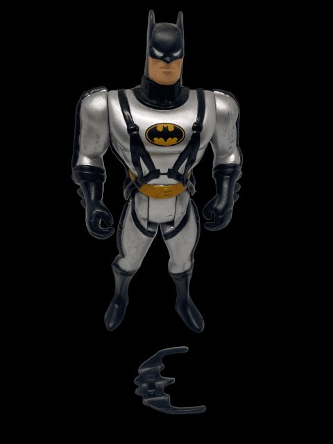 1993 - DC Comics Silver and Black "Batman" with Batarang Action Figure by Kenner - Used as is - toyscardscomics