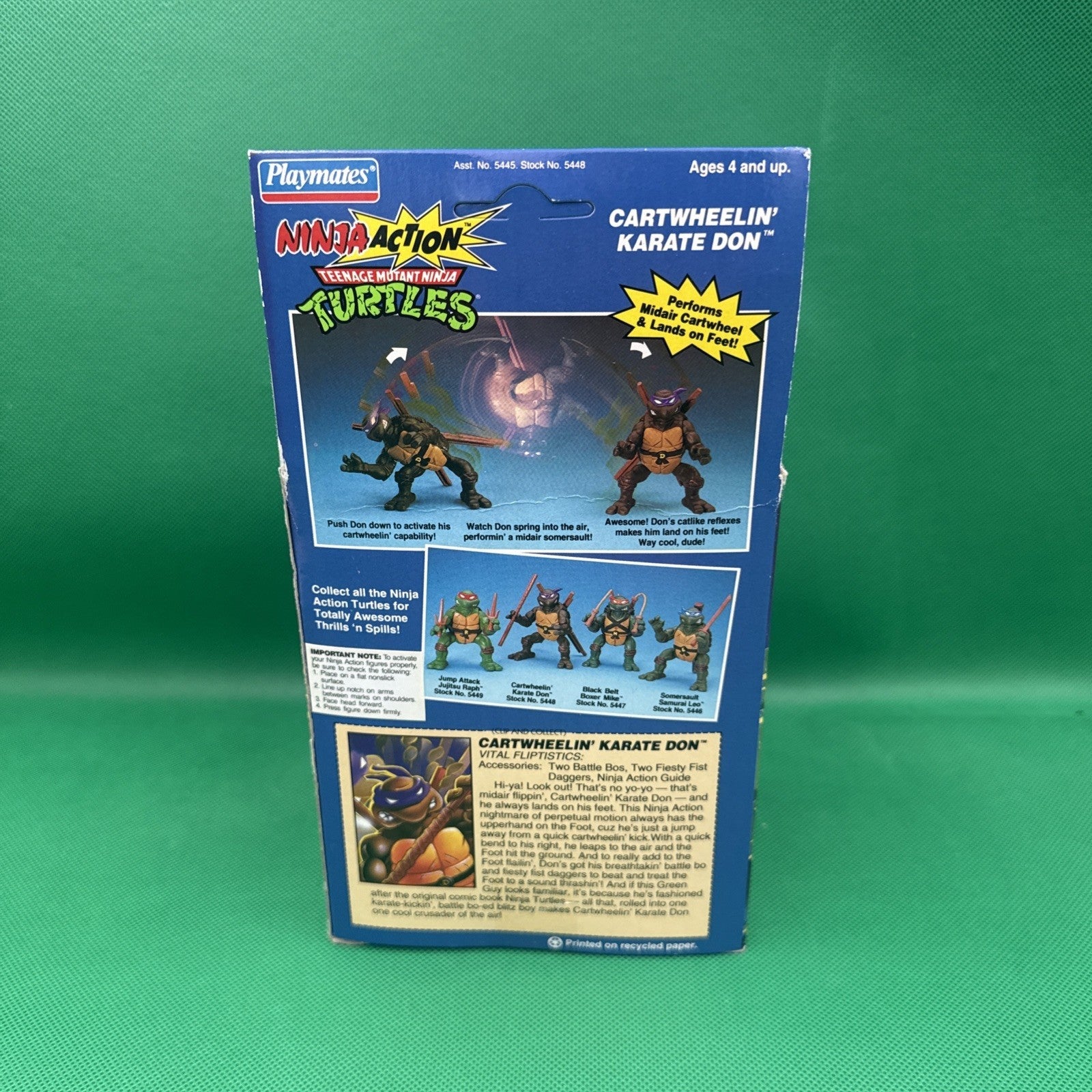 1993 Playmates Toys Cartwheelin’ Karate Don TMNT Figure SEALED Ninja Action - toyscardscomics