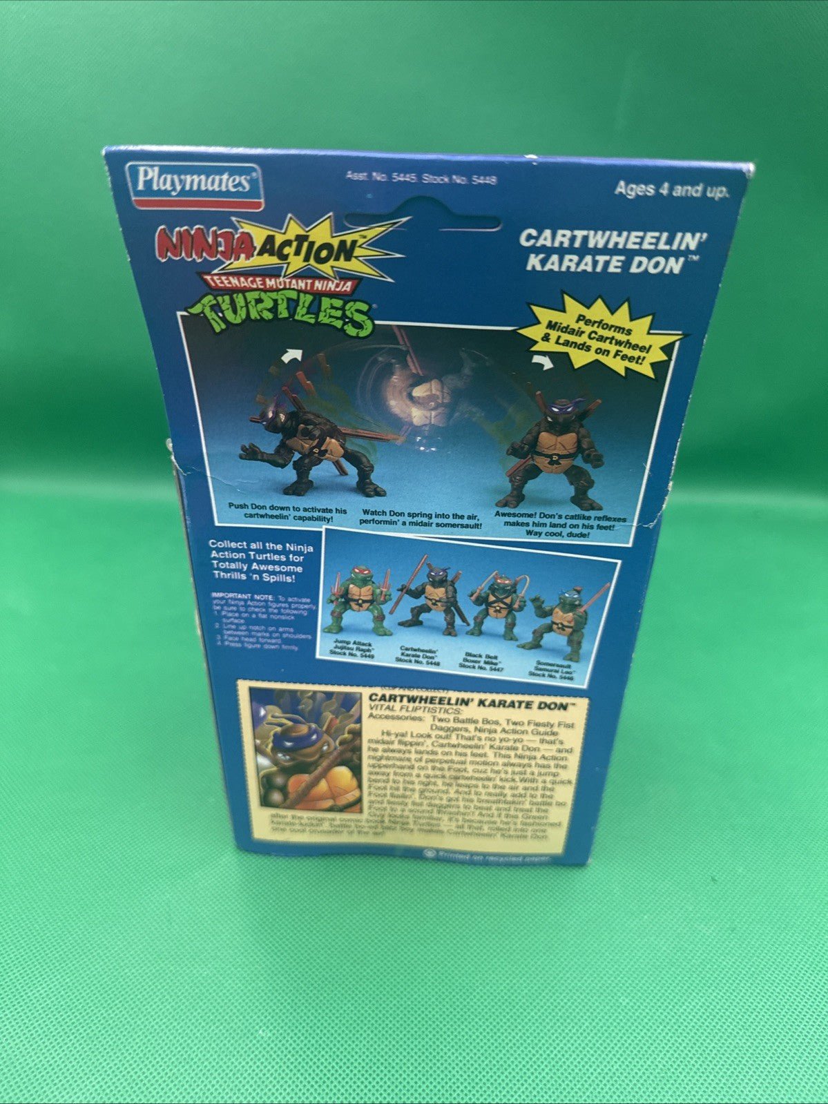 1993 Playmates Toys Cartwheelin’ Karate Don TMNT Figure SEALED Ninja Action - toyscardscomics