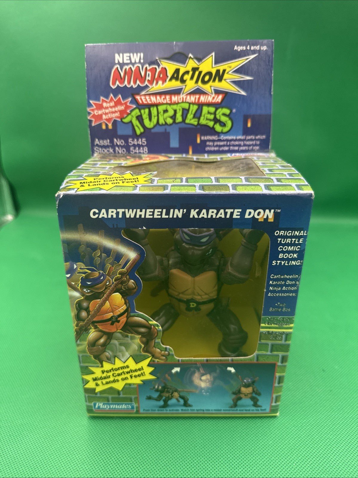 1993 Playmates Toys Cartwheelin’ Karate Don TMNT Figure SEALED Ninja Action - toyscardscomics