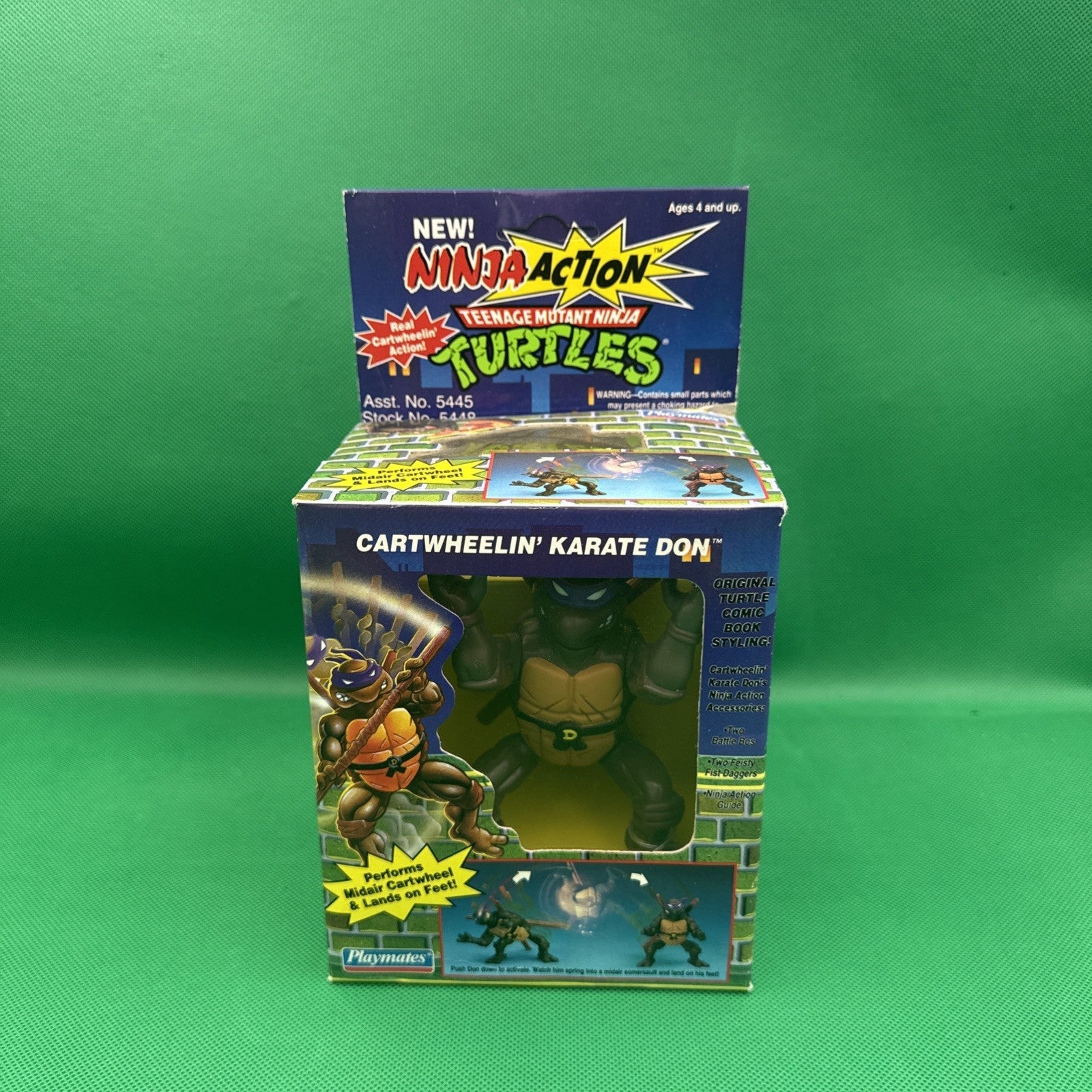1993 Playmates Toys Cartwheelin’ Karate Don TMNT Figure SEALED Ninja Action - toyscardscomics