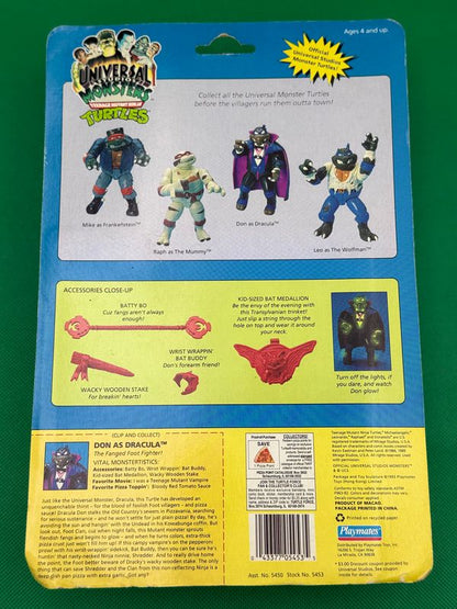 1993 TMNT Don as Dracula Universal Monsters MOC Unpunched Playmates - toyscardscomics