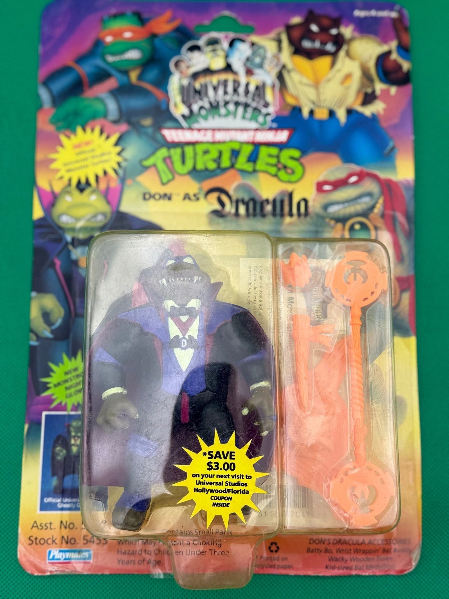 1993 TMNT Don as Dracula Universal Monsters MOC Unpunched Playmates - toyscardscomics