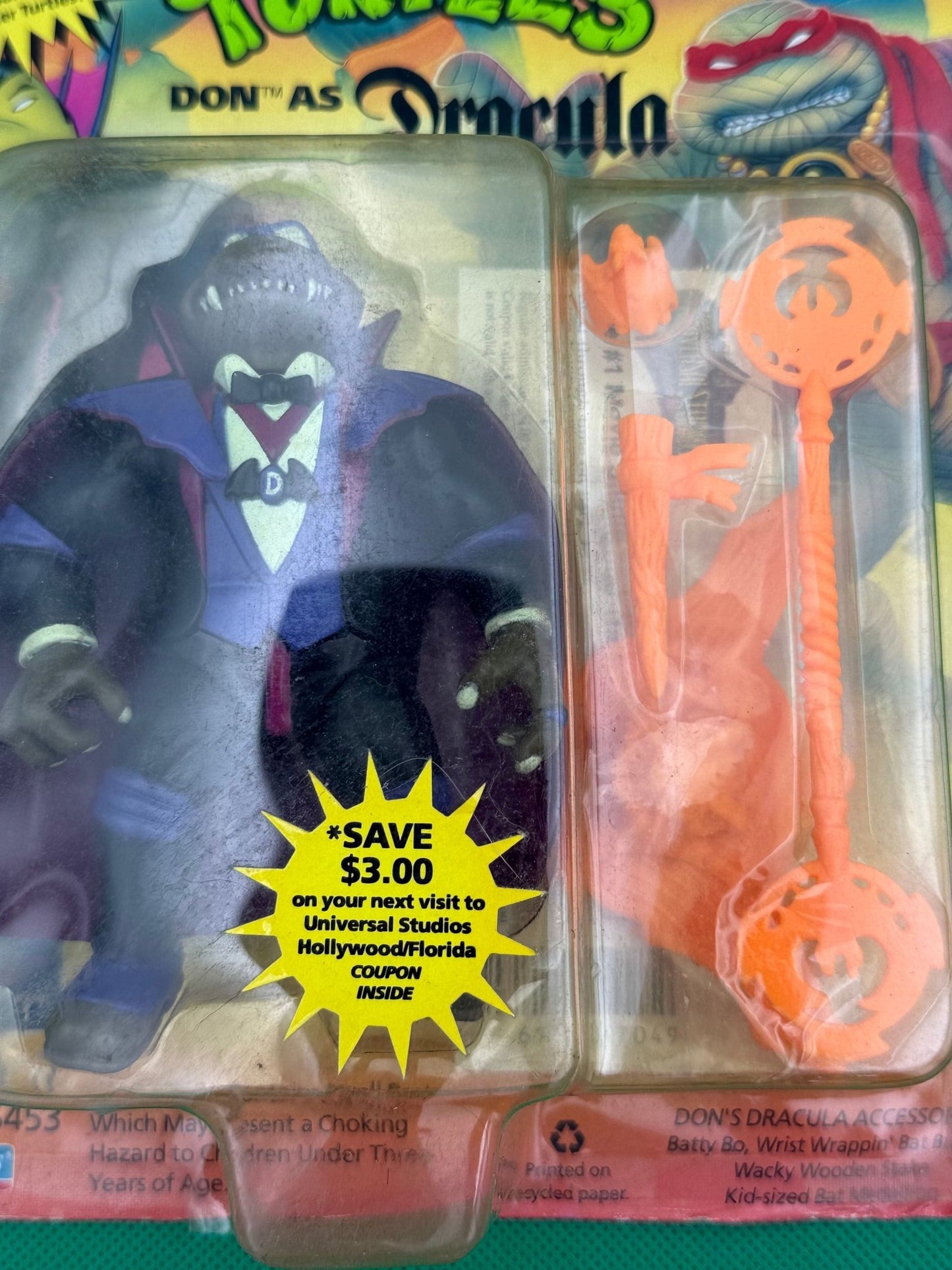 1993 TMNT Don as Dracula Universal Monsters MOC Unpunched Playmates - toyscardscomics