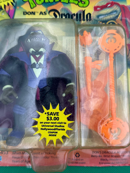 1993 TMNT Don as Dracula Universal Monsters MOC Unpunched Playmates - toyscardscomics
