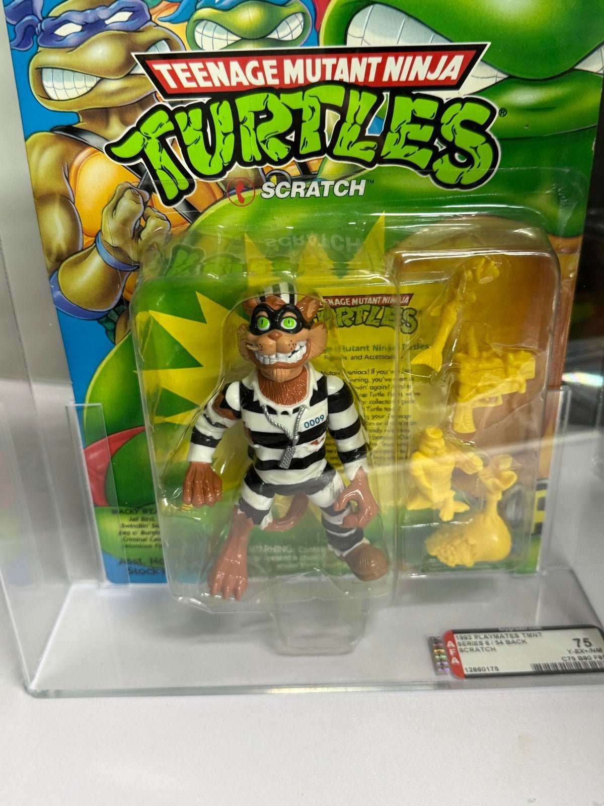 1993 TMNT Playmates Scratch The Cat Grail AFA 75Y Archival Case MOC - toyscardscomics