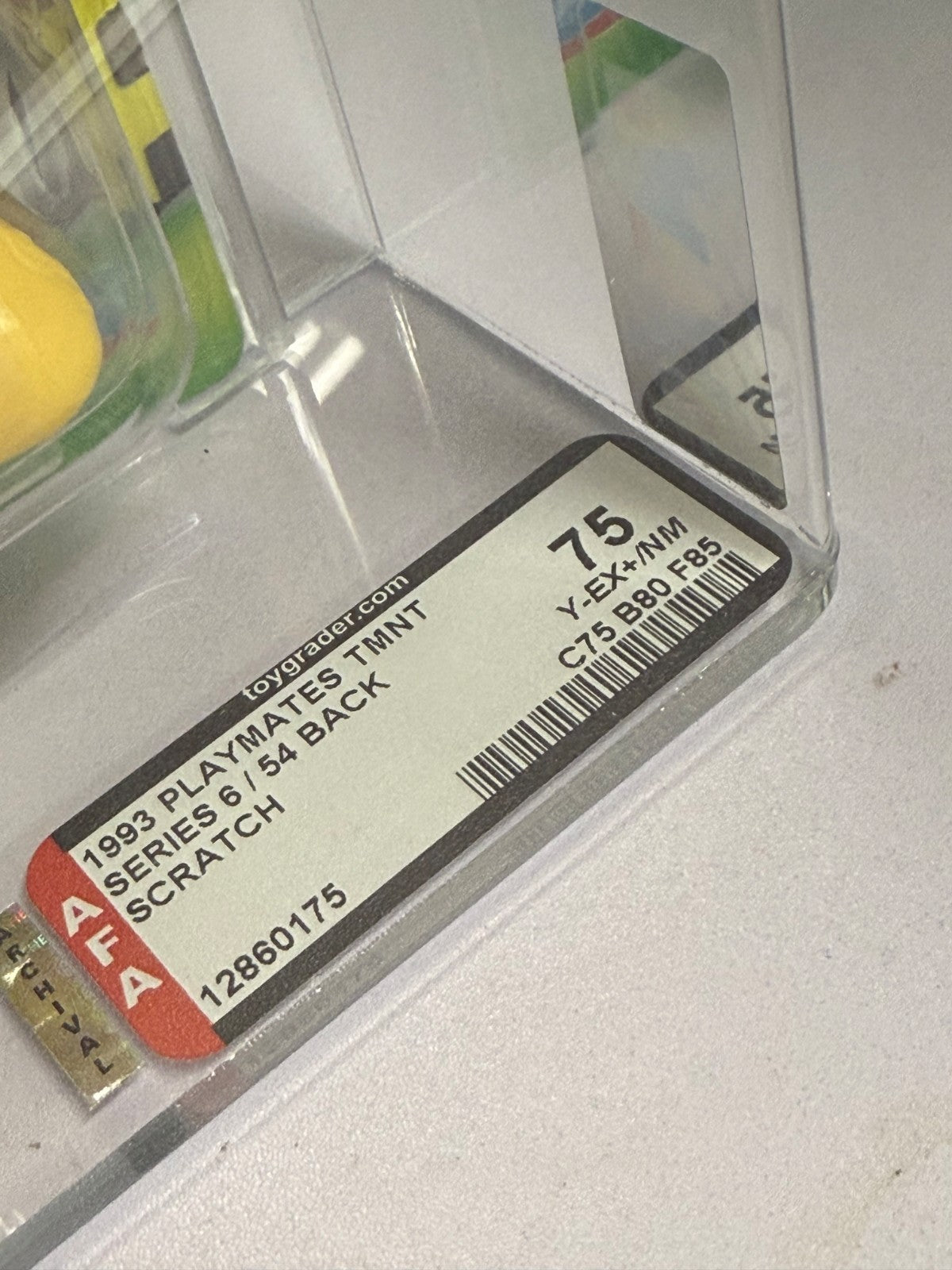 1993 TMNT Playmates Scratch The Cat Grail AFA 75Y Archival Case MOC - toyscardscomics