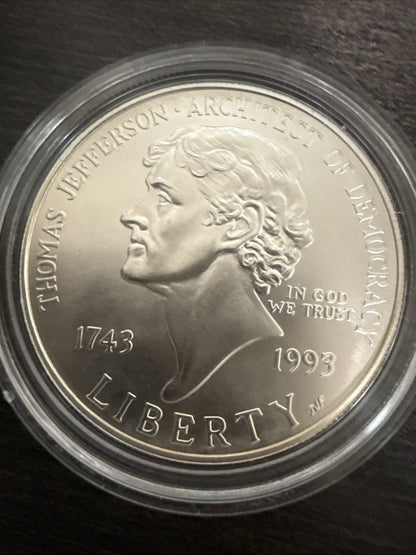 1993P UNITED STATES USA President Thomas Jefferson Monticello PF Silver - toyscardscomics