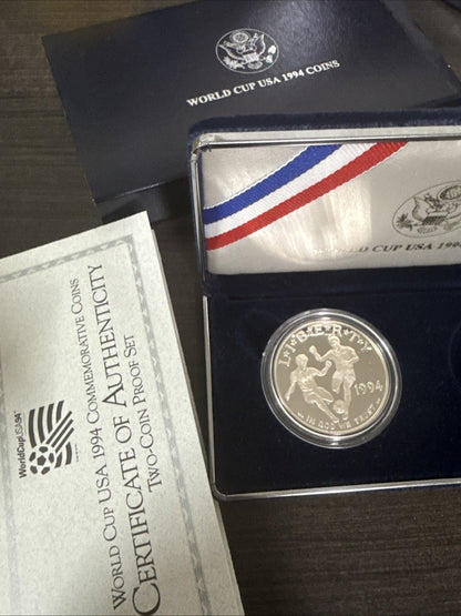 1994 - S World Cup Soccer Proof Silver Dollar US Mint $1 Commemorative Capsule - toyscardscomics