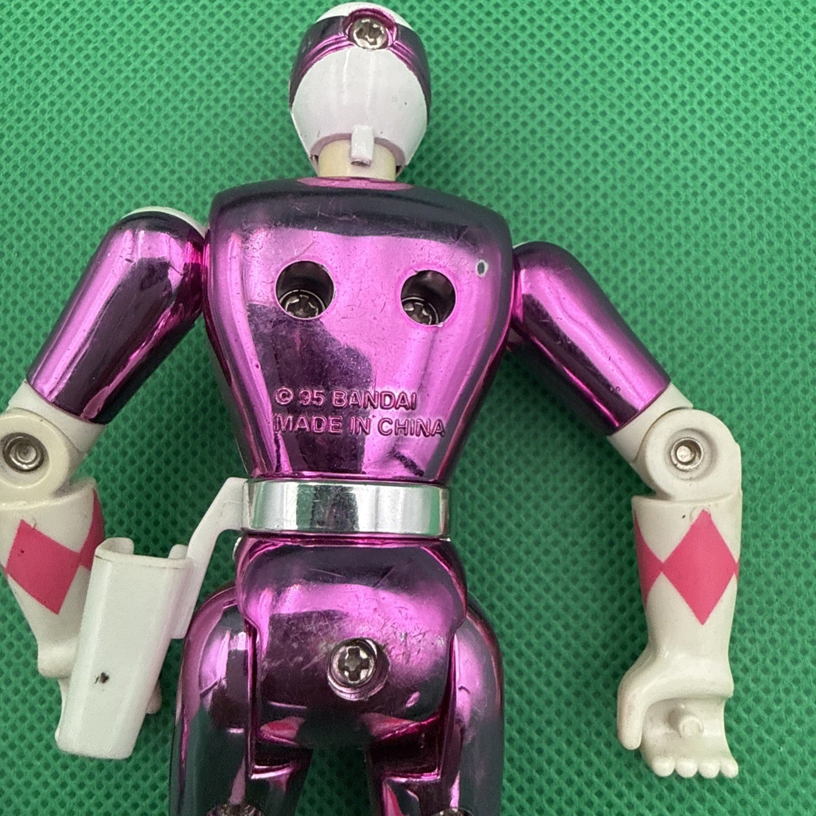 1995 Bandai Metallic Pink Mighty Morphing Power Ranger Movie Action Figure MMPR - toyscardscomics