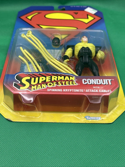 1995 Kenner | Superman Man of Steel | Conduit w/Spinning Cables | Figure Sealed - toyscardscomics
