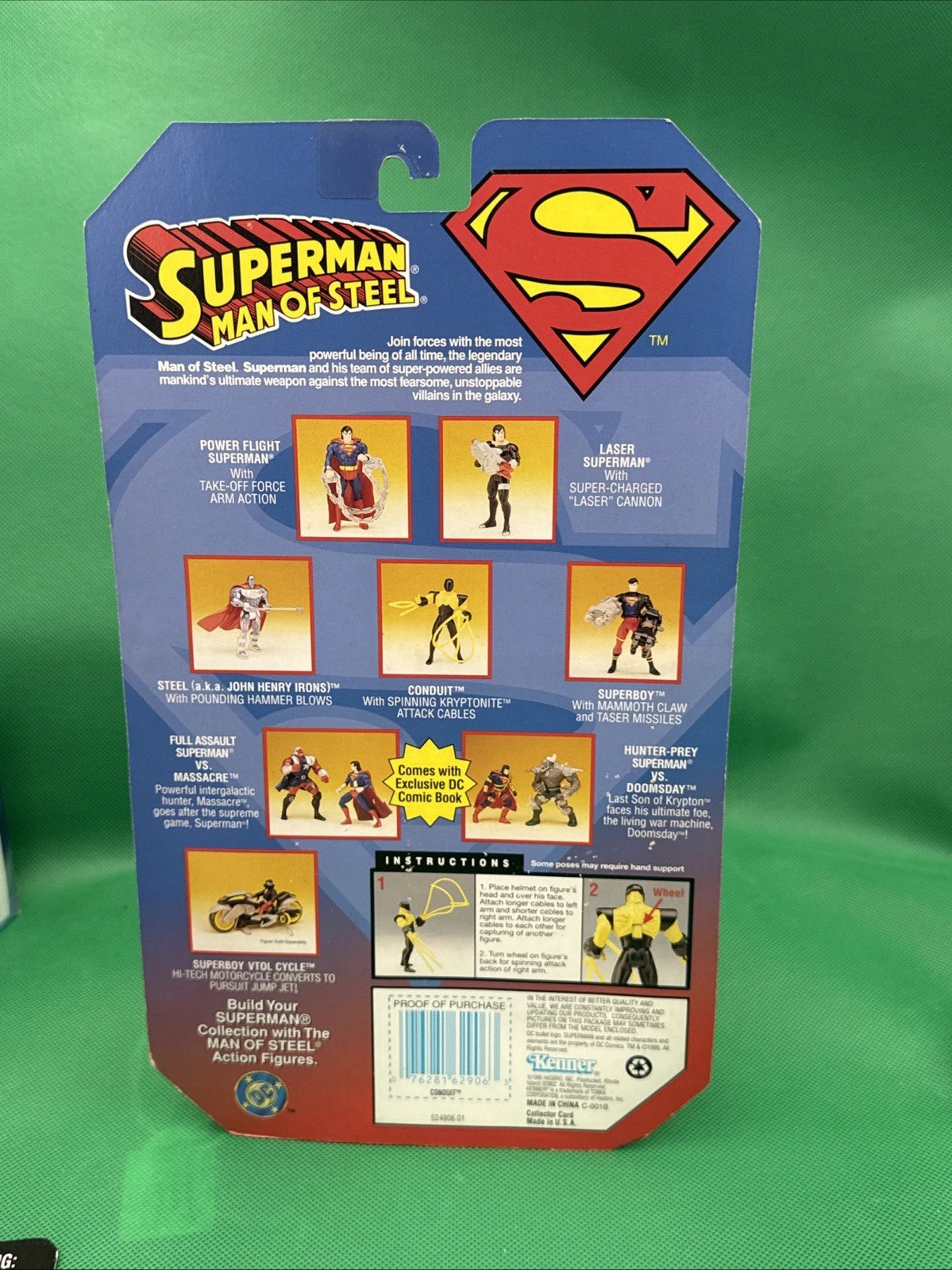 1995 Kenner | Superman Man of Steel | Conduit w/Spinning Cables | Figure Sealed - toyscardscomics