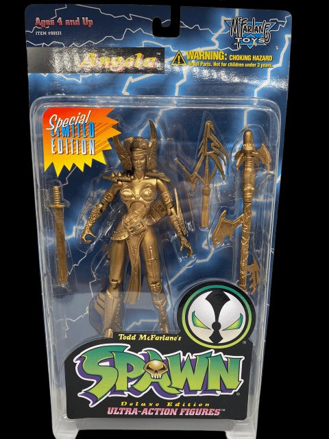 1995 - McFarlane Toys Spawn Deluxe Edition Ultra Action Figure "Angela" Special Limited Edition Gold Variant - MOC - toyscardscomics