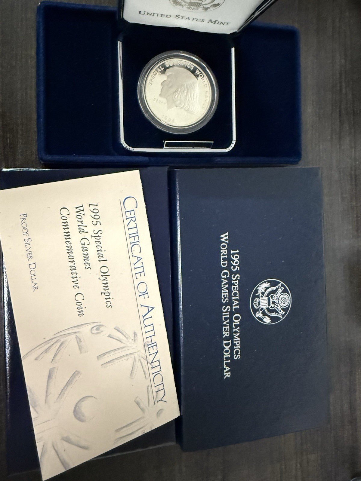 1995 P Commemorative PROOF 90% Silver Dollar Boxed w/COA Special Olympics games - toyscardscomics