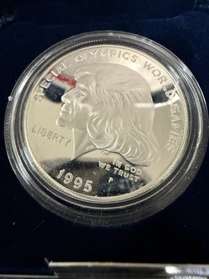 1995 P Commemorative PROOF 90% Silver Dollar Boxed w/COA Special Olympics games