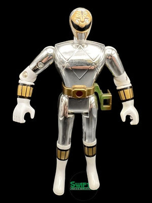 1995 - Power Ranger 5.5" Silver Ranger Metallic Chrome Bandai - Used