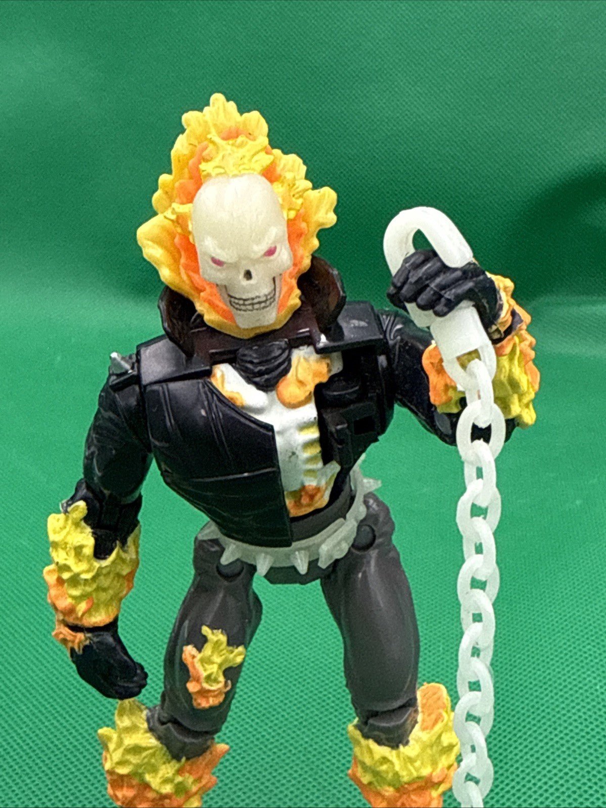1995 Toy Biz The Original Ghost Rider Flame Glow In The Dark Exploding Chest - toyscardscomics