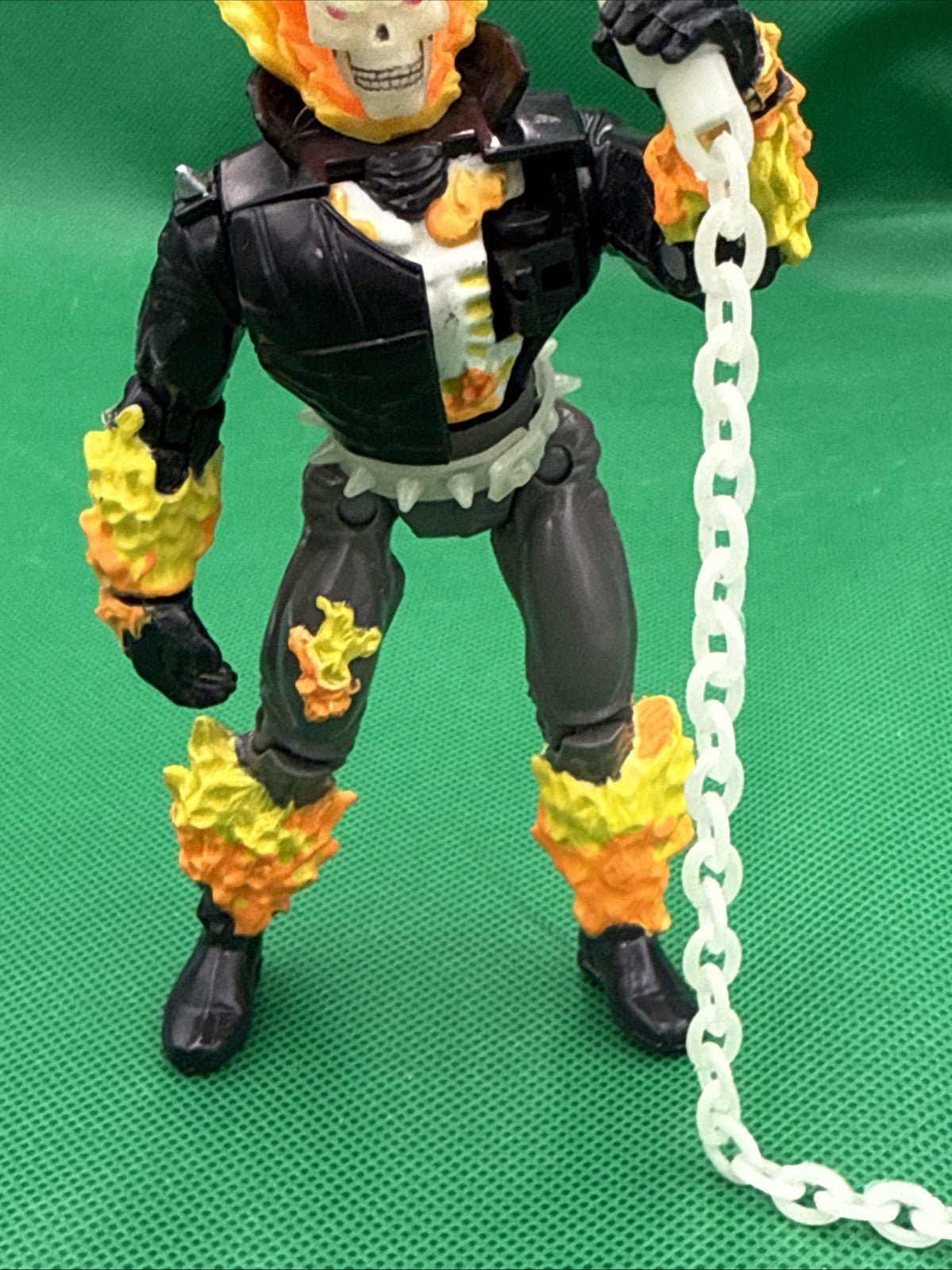 1995 Toy Biz The Original Ghost Rider Flame Glow In The Dark Exploding Chest - toyscardscomics