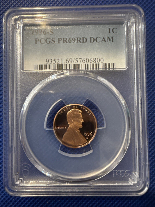 1996 - S 1C Proof Lincoln Cent Coin PCGS PR69RD DCAM Penny - toyscardscomics