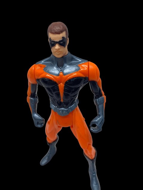 1997 - DC Comics Orange and Black "Robin" Action Figure by Kenner - Used as is - toyscardscomics