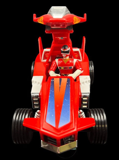 1997 - Power Ranger Red Lightstar Ranger with Gun and 1998 - Deluxe Red Galactic Rover with Glider Bandai - Used - toyscardscomics
