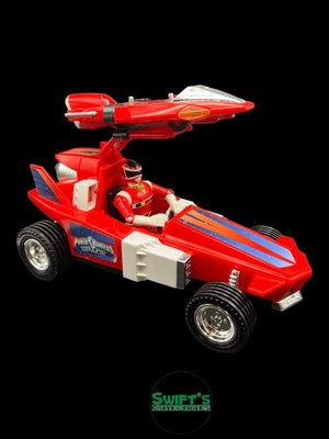 1997 - Power Ranger Red Lightstar Ranger with Gun and 1998 - Deluxe Red Galactic Rover with Glider Bandai - Used