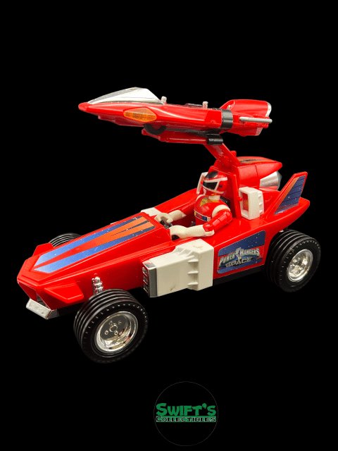 1997 - Power Ranger Red Lightstar Ranger with Gun and 1998 - Deluxe Red Galactic Rover with Glider Bandai - Used - toyscardscomics