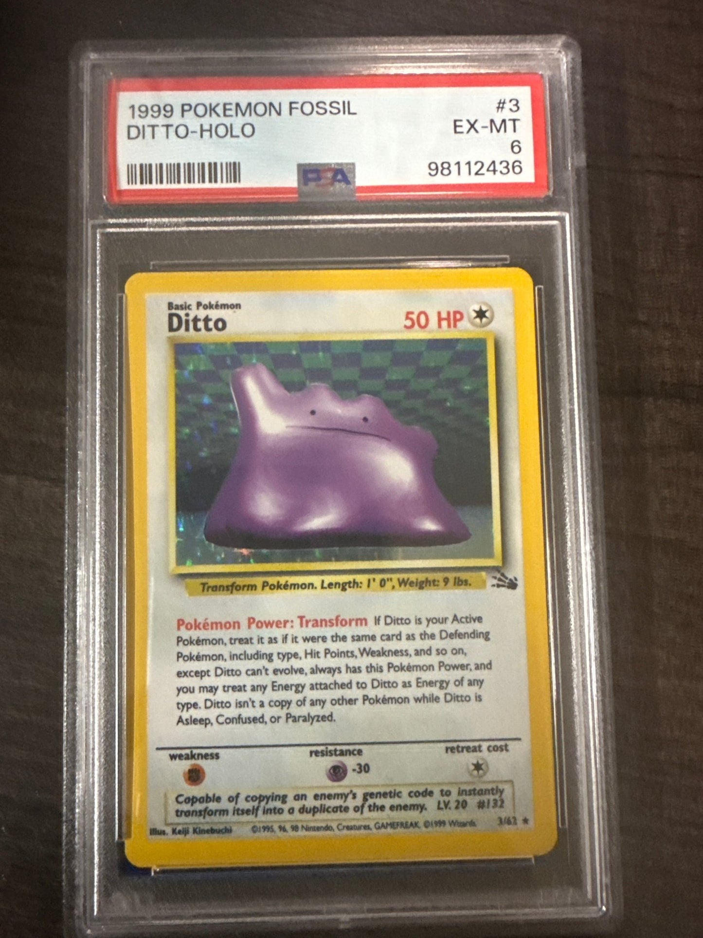 1999 POKEMON FOSSIL 3 DITTO - HOLO - toyscardscomics