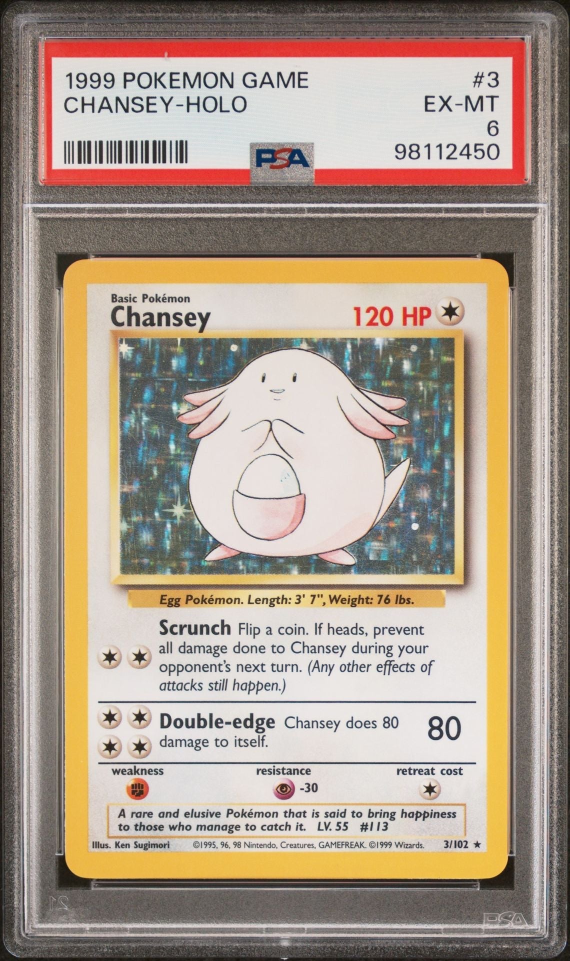 1999 POKEMON GAME 3 CHANSEY - HOLO - toyscardscomics