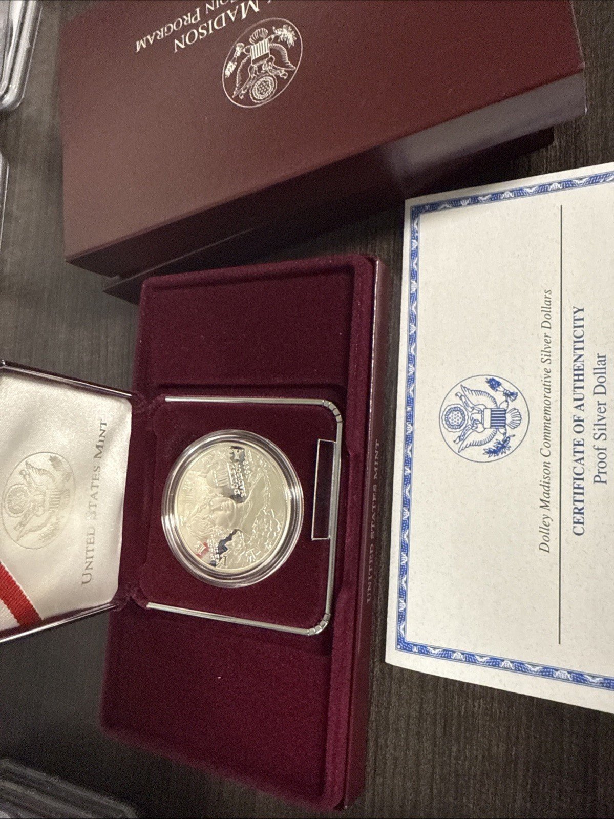 1999 S Dolly Madison COMMEMORATIVE SILVER DOLLAR PROOF COIN - COA - toyscardscomics