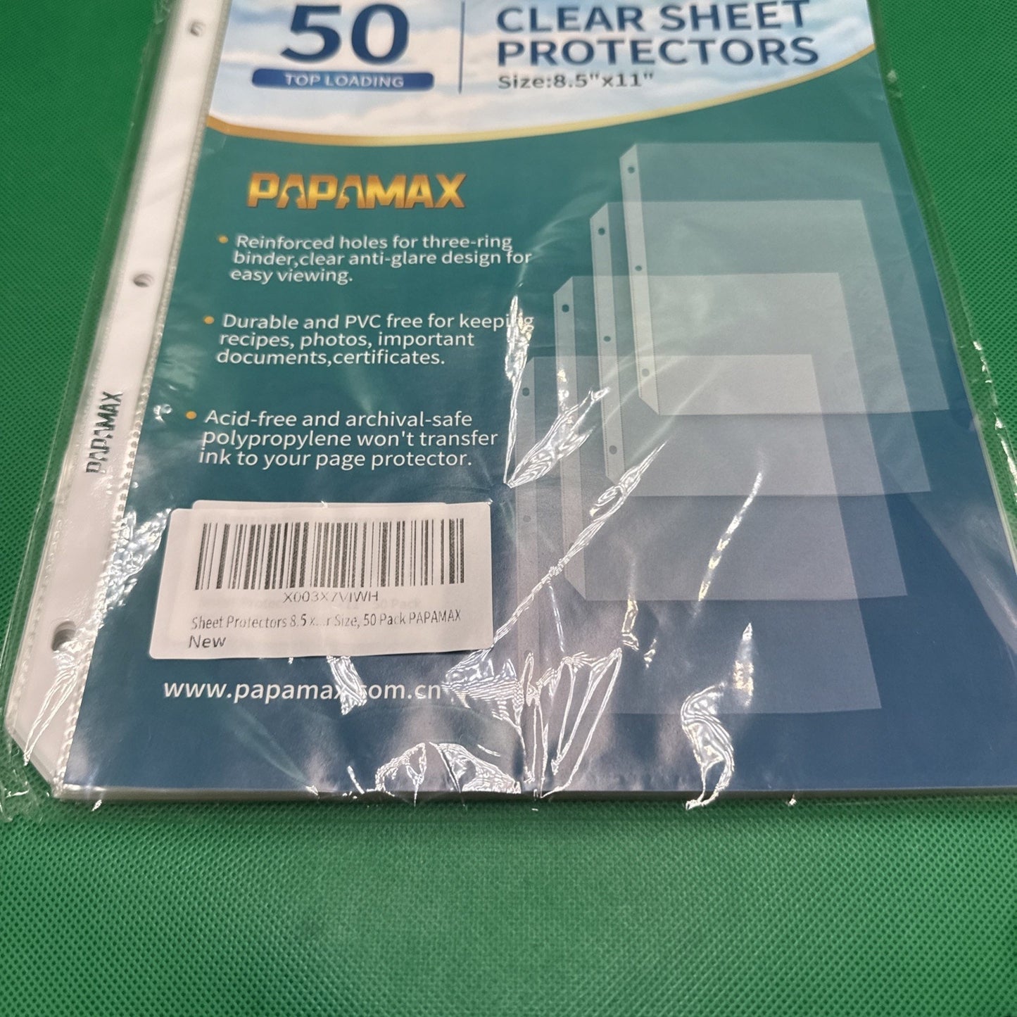50 Pack Sheet Protectors for 3 Ring Binder - Clear Page 8.5 x 11,