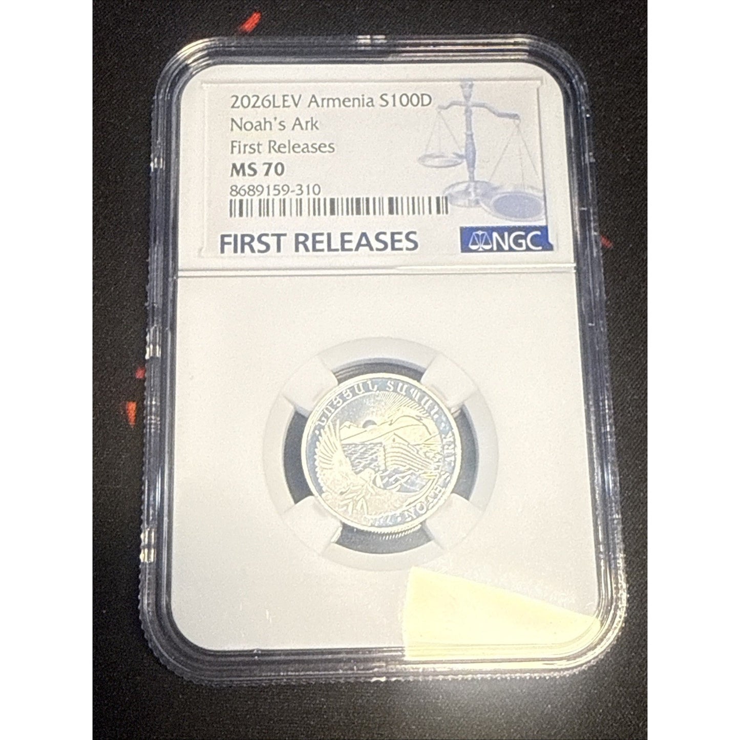 2026 LEV Armenia S100D Noah’s Ark First Releases MS70 NGC Silver Coin
