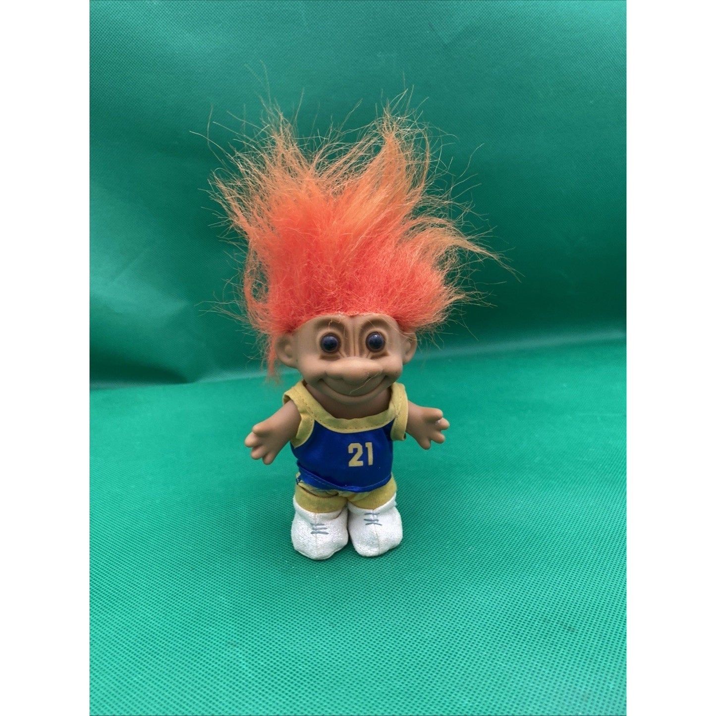 Vintage Russ Treasure Troll #21 Basketball 5" Orange Hair Brown Eyes